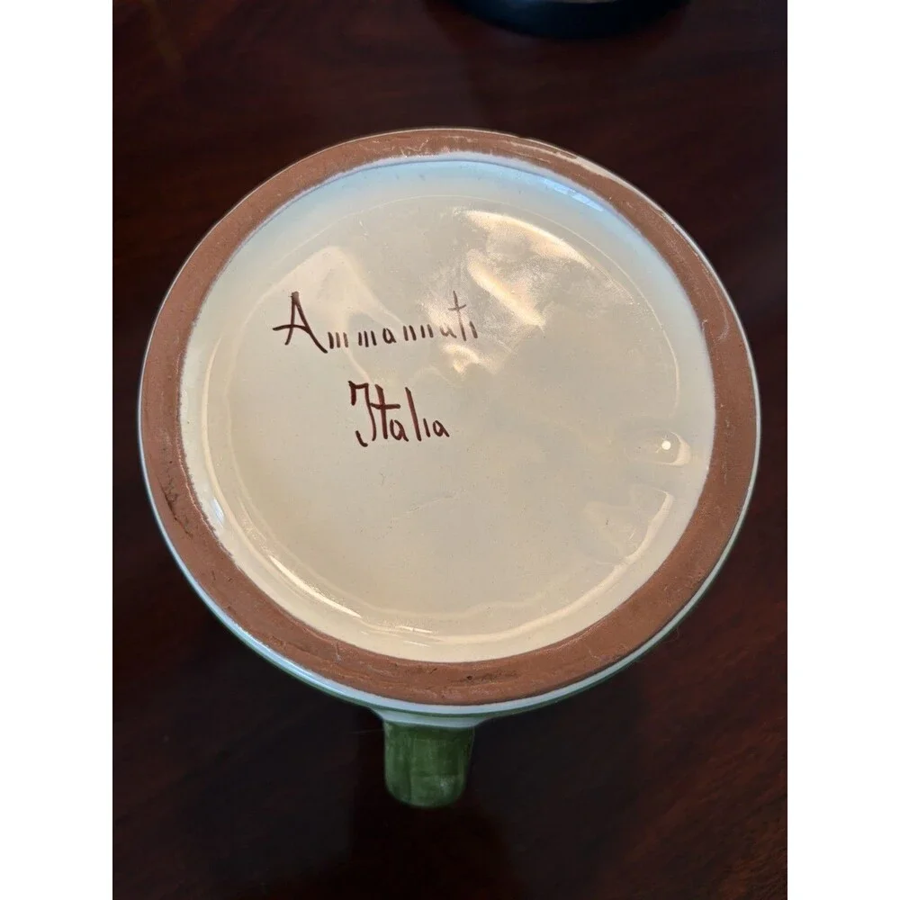Vintage Ammannati Italy Hand-Painted Ceramic Olive Oil Dispenser Signed